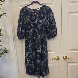 Terra & Sky Navy Blue Paisley Midi Dress